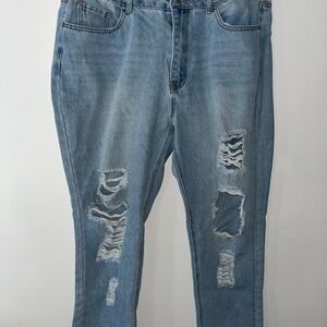 Refuge Denim Distressed Blue Boyfriend Jeans
